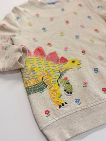 Mini Boden Stegosaurus Floral Sweatshirt 5-6Y