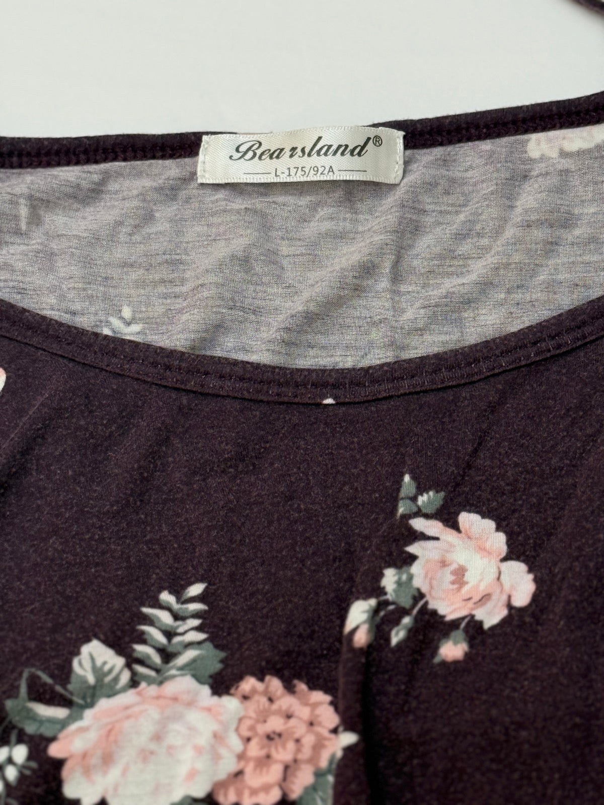 Bearsland Floral Tiered Ruffle Maternity Dress Size L
