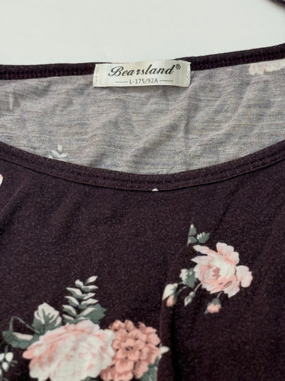 Bearsland Floral Tiered Ruffle Maternity Dress Size L