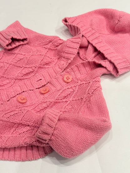 Joe Fresh Pink Knit Hooded Cardigan 3-6m