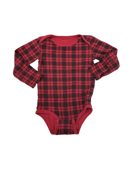 Pekkle Red Plaid Long Sleeve Bodysuit 24m