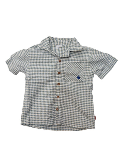 Shilav Gingham Sailboat Button-Up Shirt 4Y