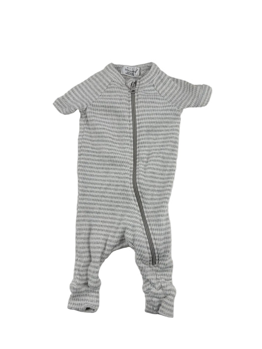 Rise Little Earthling Gray Striped Romper 0-3M