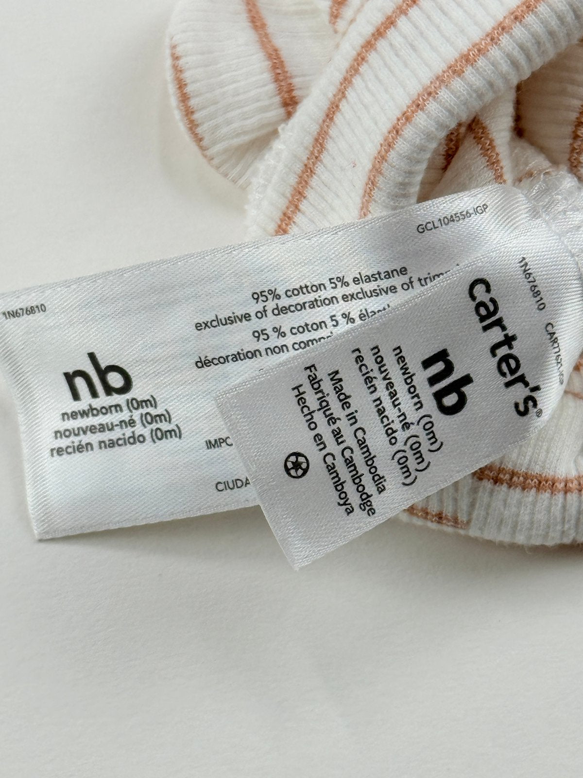 Carter's Striped Bear Ear Hat NB