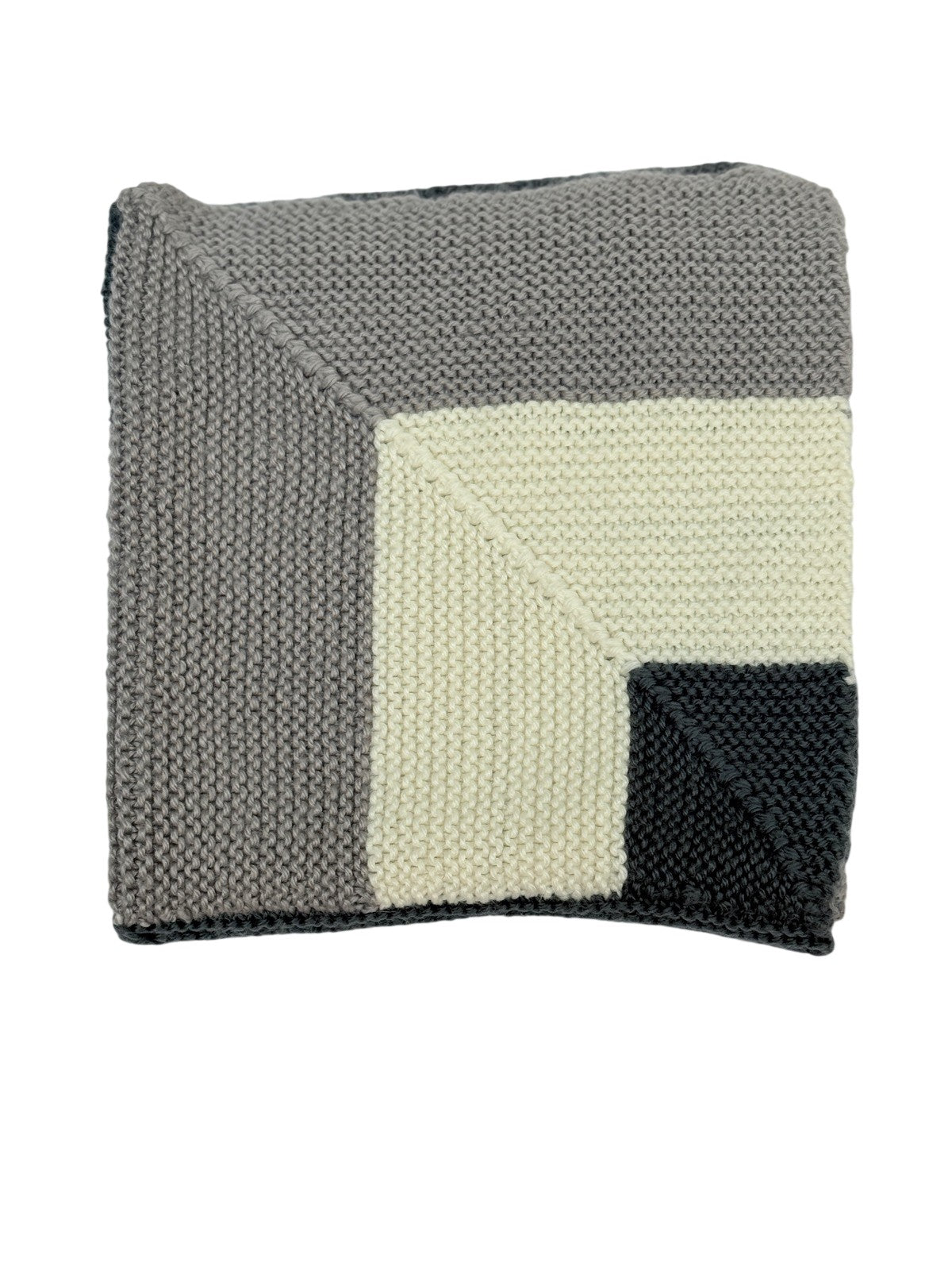 Handmade Knit Color Block Baby Blanket