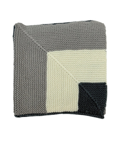 Handmade Knit Color Block Baby Blanket