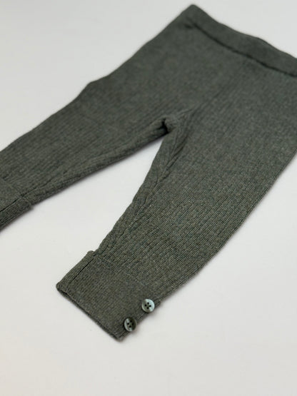 Kenzo Gray Ribbed Knit Leggings 3-6m