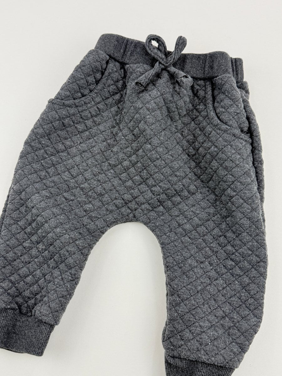 Gray Quilted Sweatshirt and Jogger Set 6-9M
