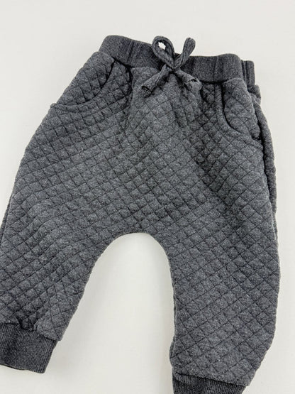 Gray Quilted Sweatshirt and Jogger Set 6-9M