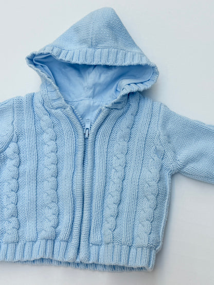 George Blue Cable Knit Hooded Cardigan Newborn