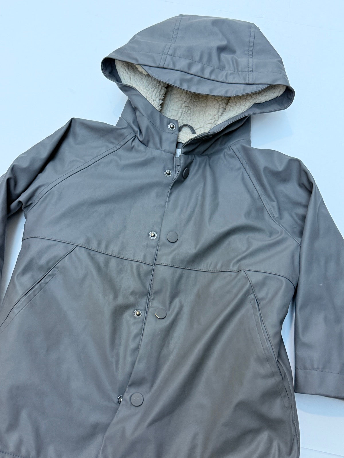 Zara Gray Sherpa Lined Rain Jacket 18-24M