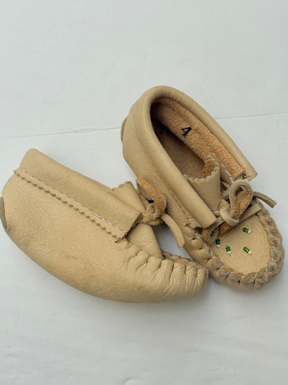 Handmade Leather Beaded Baby Moccasins Size 4