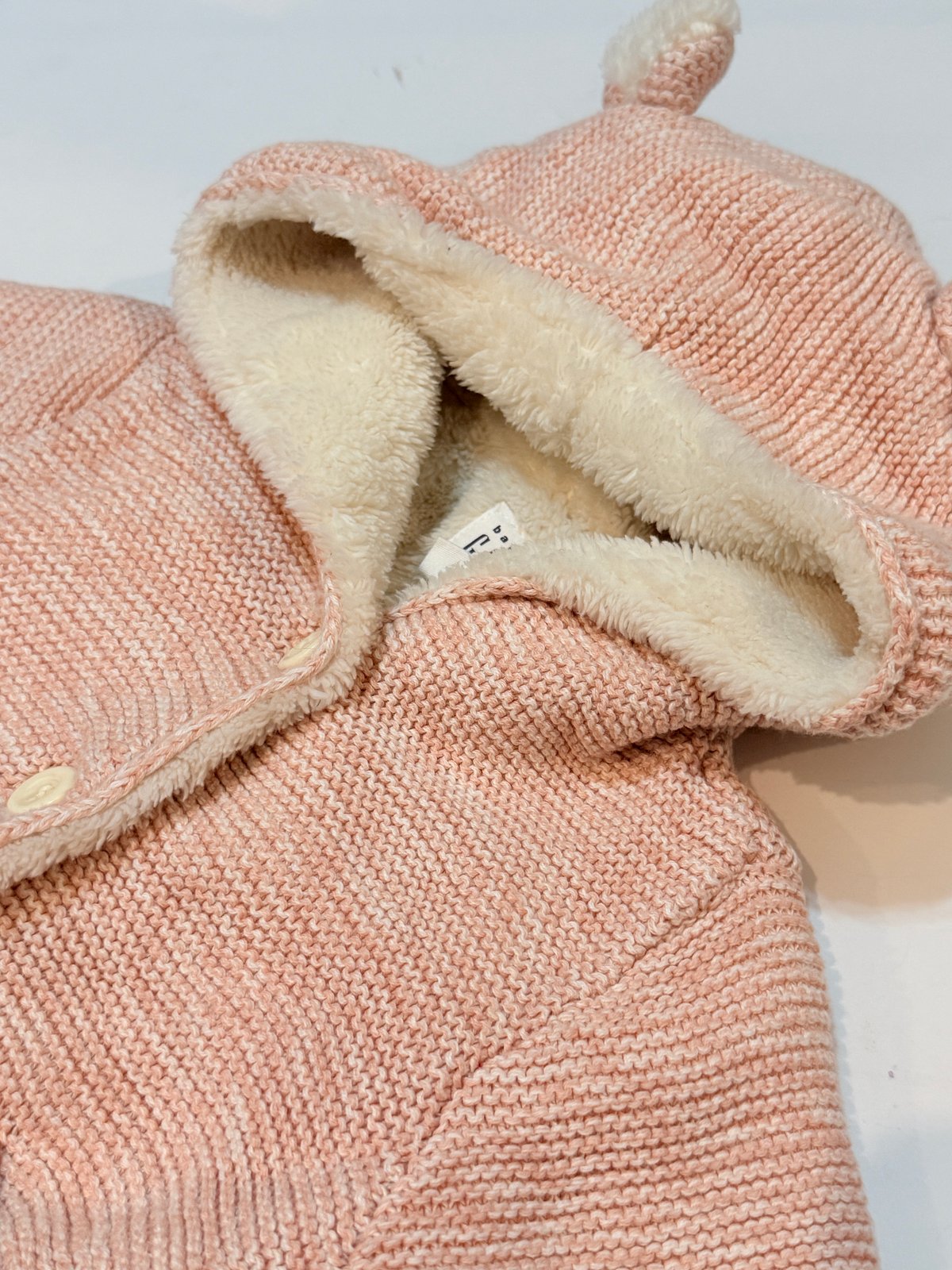 baby Gap Pink Knit Bear Ear Jacket 3-6M