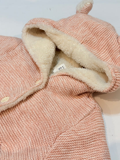 baby Gap Pink Knit Bear Ear Jacket 3-6M