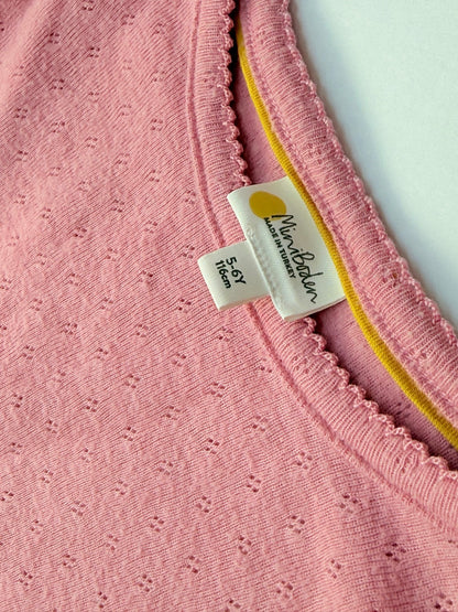 Mini Boden Pink Pointelle Long Sleeve Top 5-6y