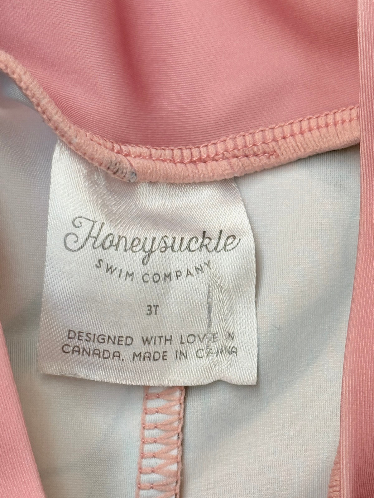 Honeysuckle Swim Co Peach Print Zip Swimsuit 3T