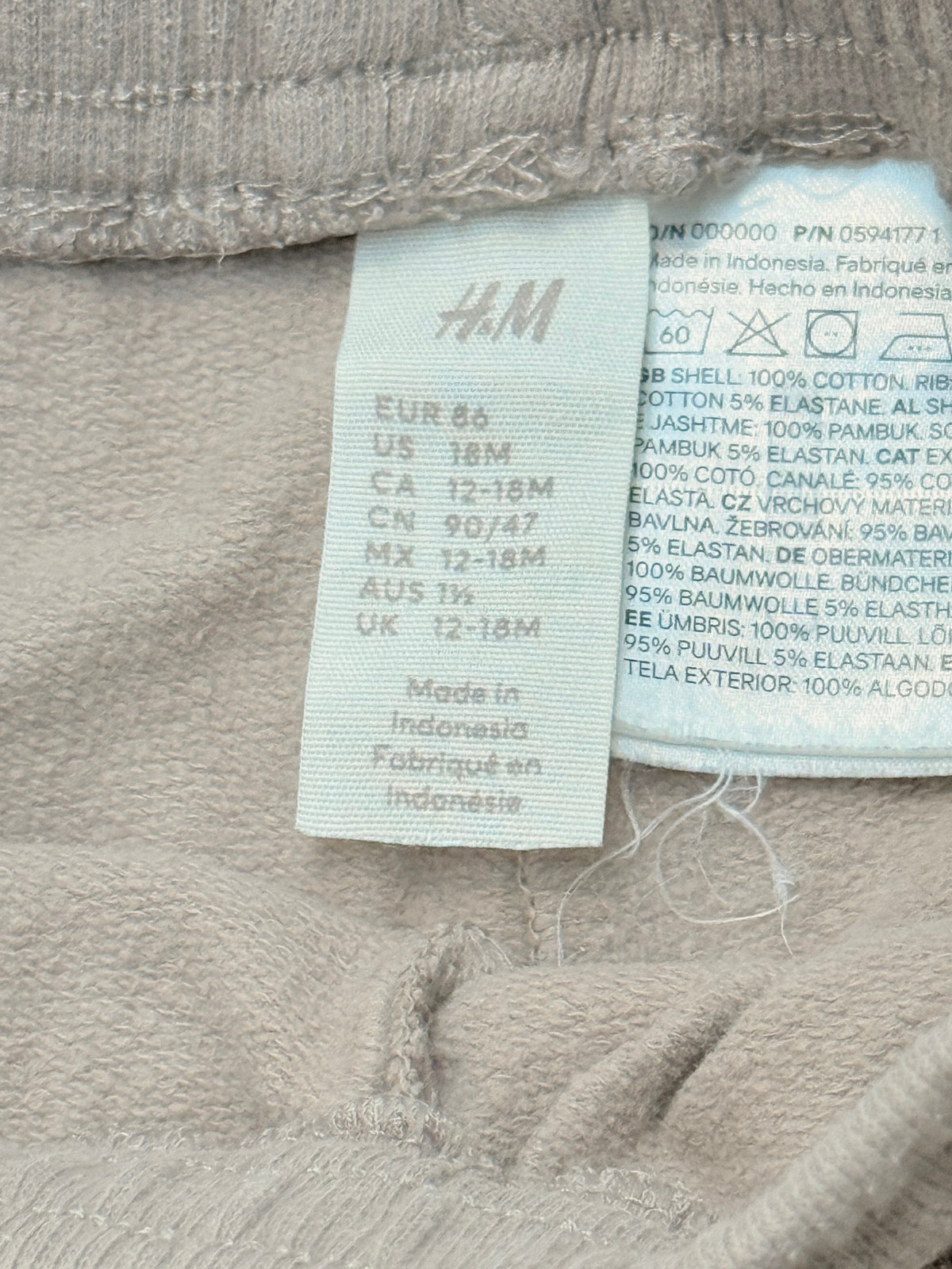 H&M Taupe Joggers 12-18M