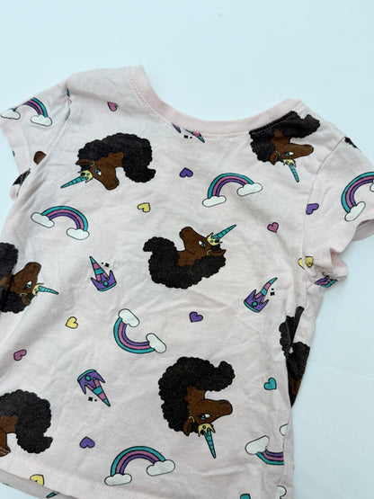 Afro Unicorn Rainbow Print T-Shirt 3T