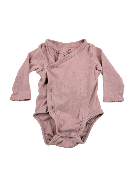 H&M Pink Pointelle Wrap Bodysuit 3M