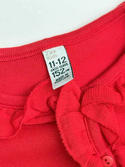 Zara Kids Red Ruffle Cardigan 11-12Y