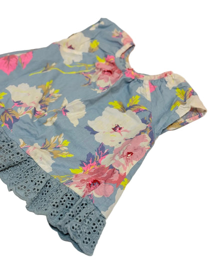 Baby Gap Floral Blue Top 6-12m