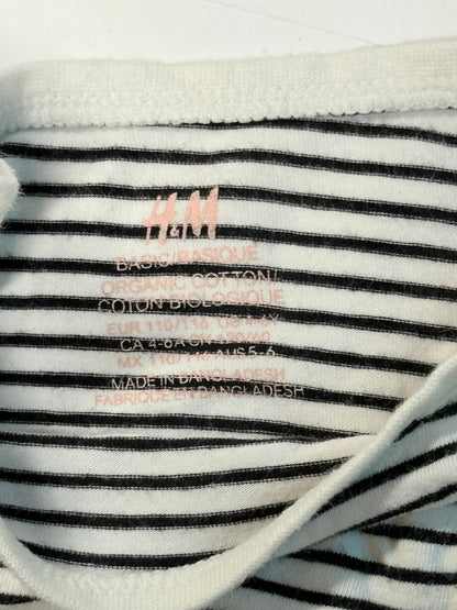 H&M Black White Striped Long Sleeve T-Shirt 4-6Y