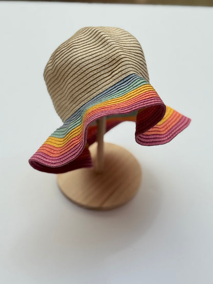 H&M Rainbow Brim Straw Sun Hat Size 6-10