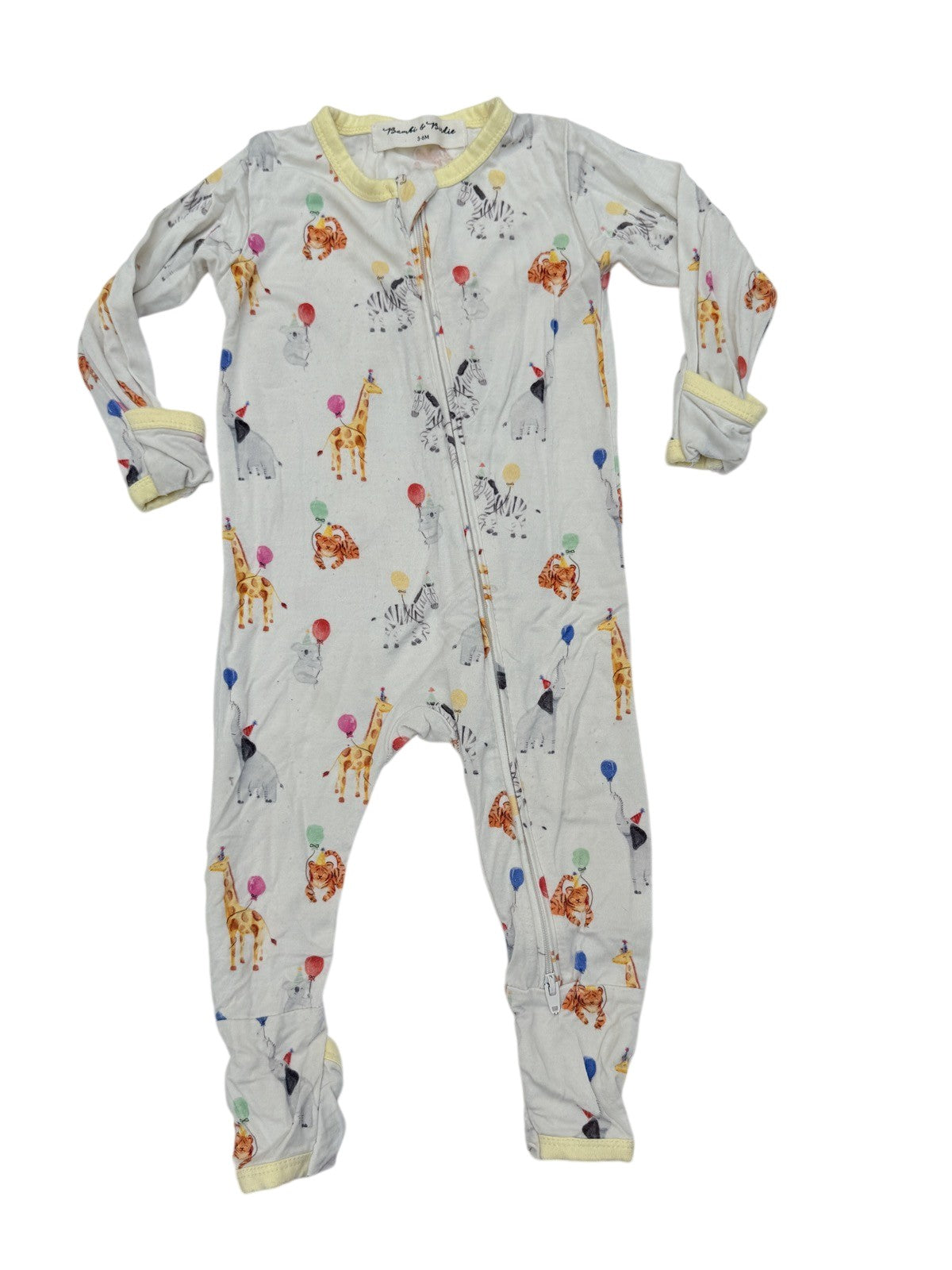 Bambi & Birdie Party Animals Zip Romper 3-6M