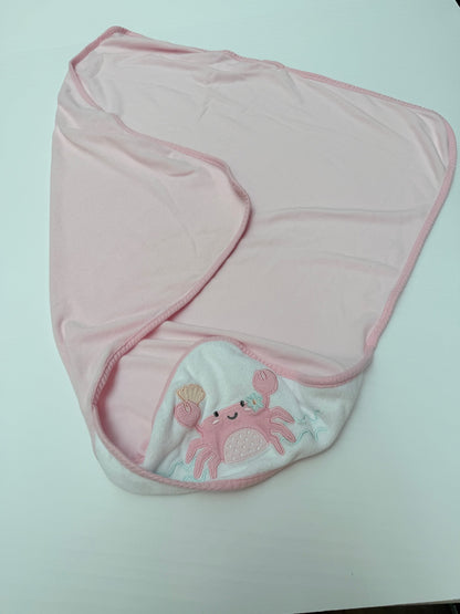 Koala Baby Pink Crab Hooded Towel