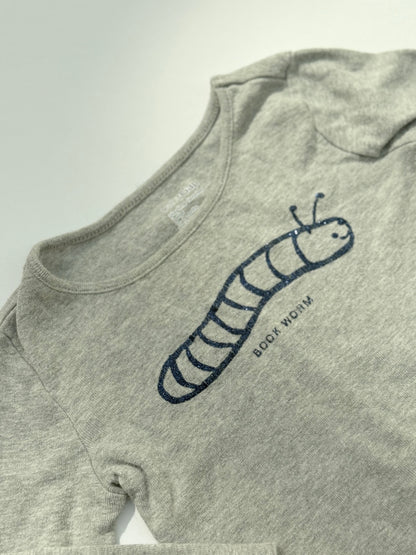 Baby Gap Book Worm Gray Long Sleeve 12-18m