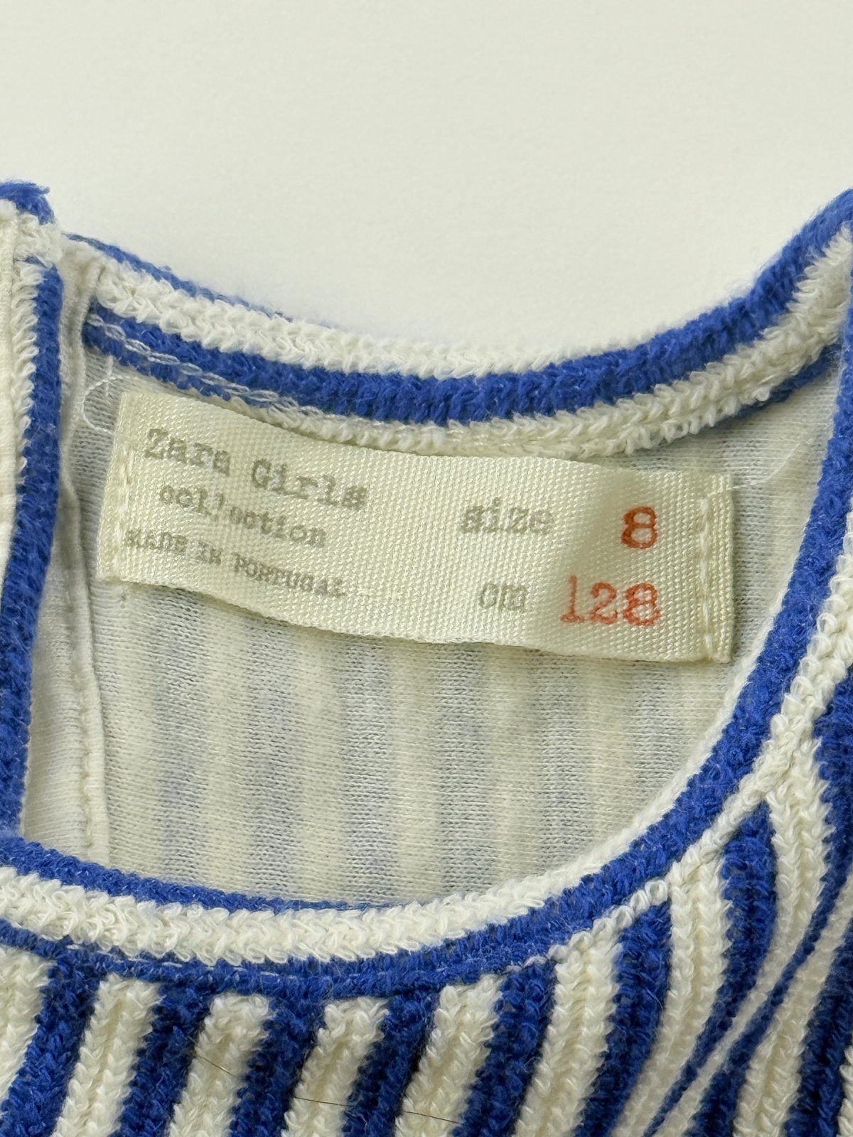 Zara Girls Blue Striped Flutter Sleeve Top Size 8