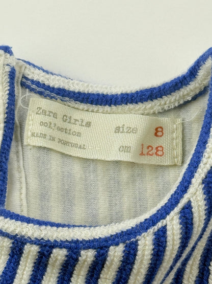 Zara Girls Blue Striped Flutter Sleeve Top Size 8