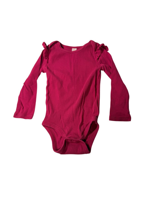 Joe Fresh Pink Ruffle Ribbed Bodysuit 18-24M