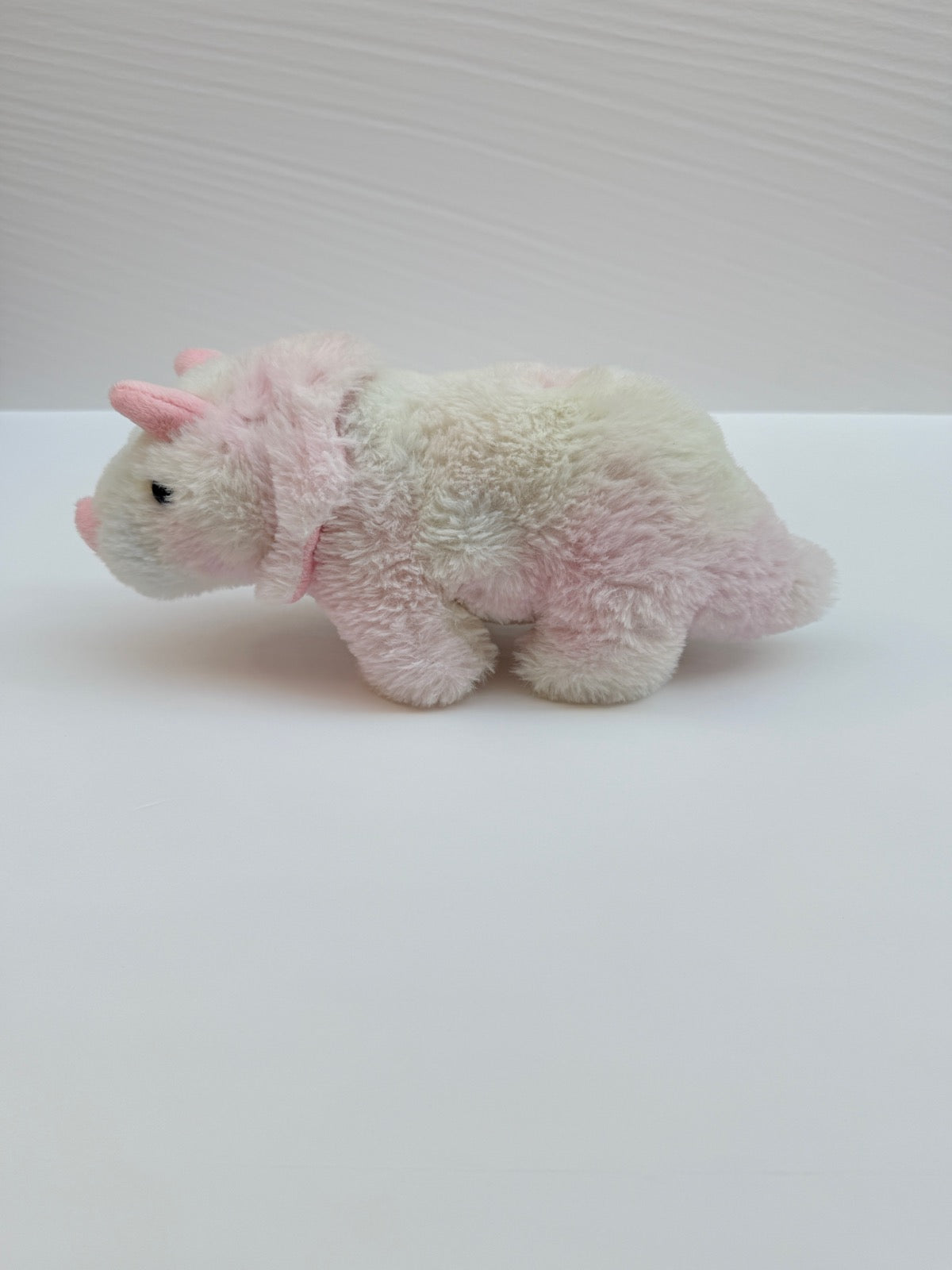 Pink White Plush Rhino Stuffed Animal