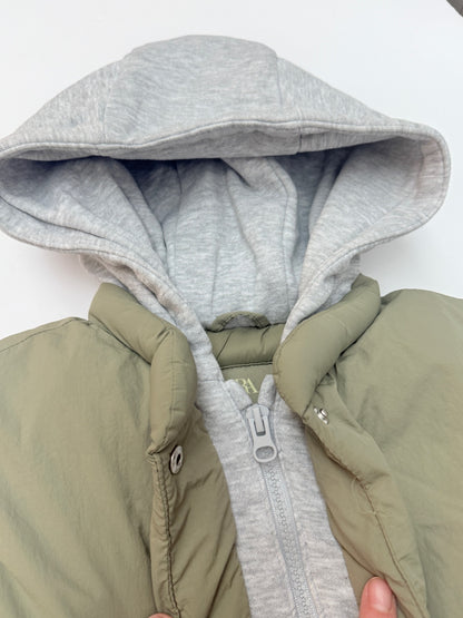 Zara Olive Puffer Vest with Hood 3-4Y