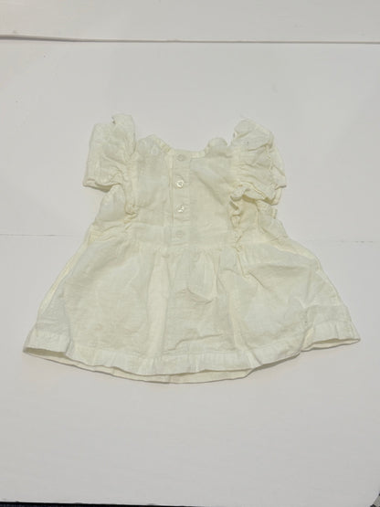 Rise Little Earthling White Linen Ruffle Dress 9-12M