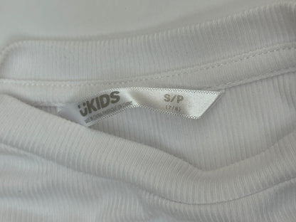 UKids Ribbed White Long Sleeve Top 7/8