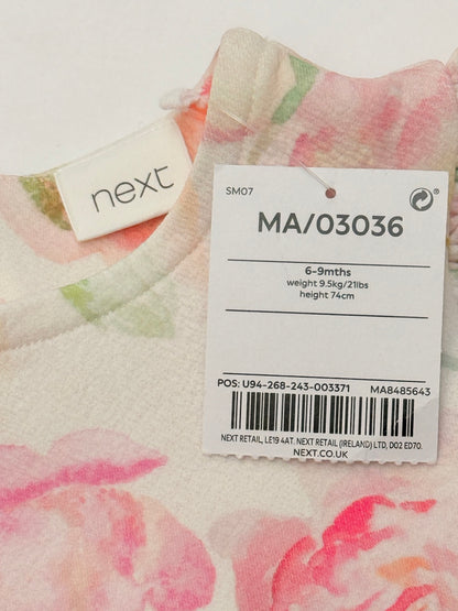 NWT - Next Floral Puff Sleeve Dress 6-9M