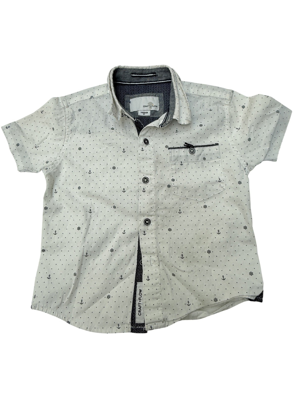 Craft+Flow Nautical Print Button-Down Shirt 3T