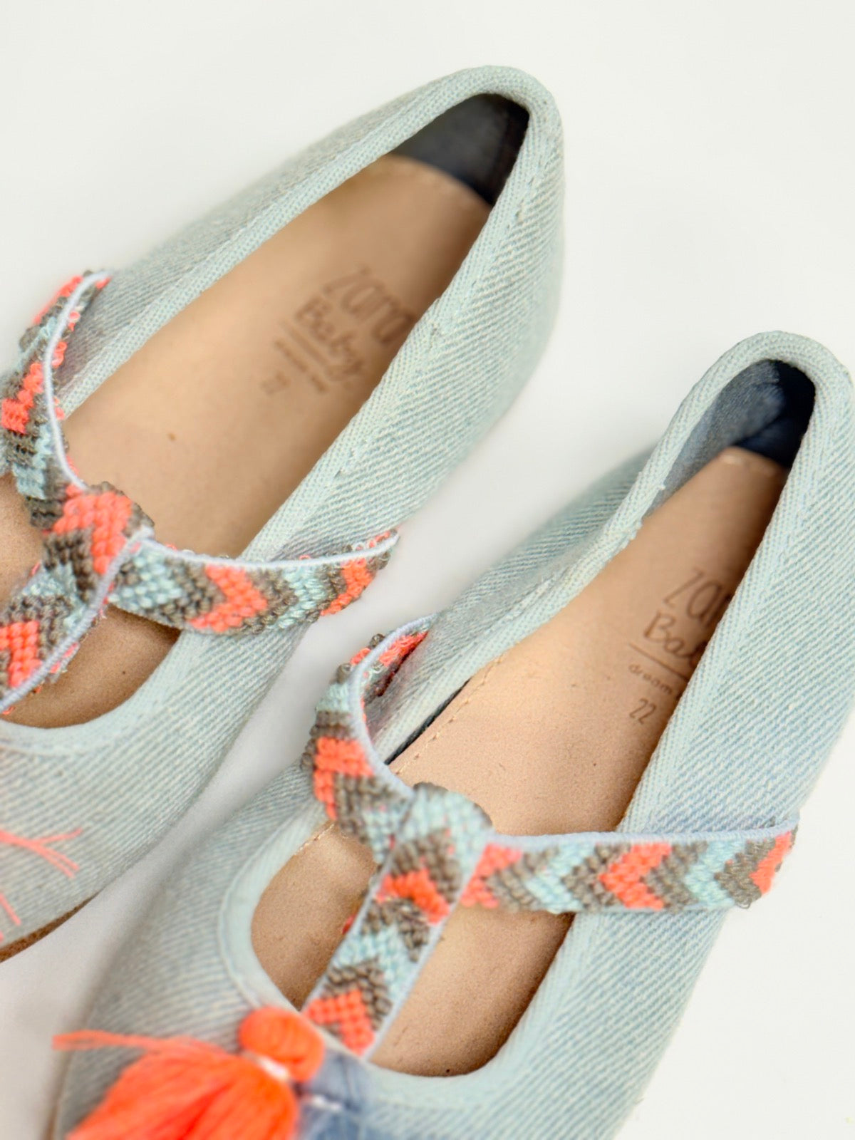 Zara Baby Denim Tassel Ballet Flat Size 22 - US6