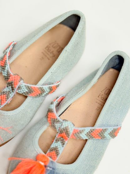 Zara Baby Denim Tassel Ballet Flat Size 22 - US6