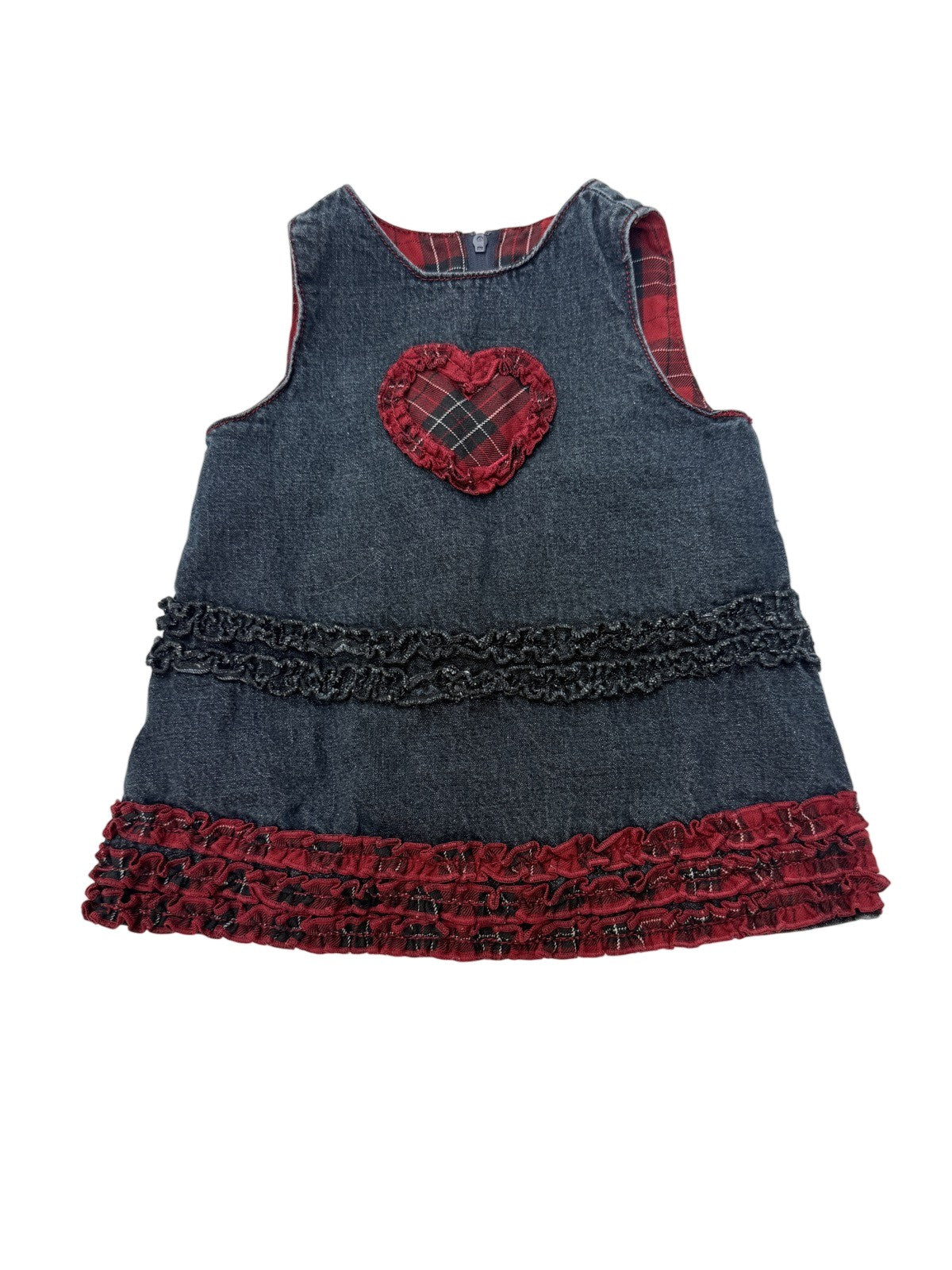 The Children's Place Denim Plaid Heart Dress 3-6M