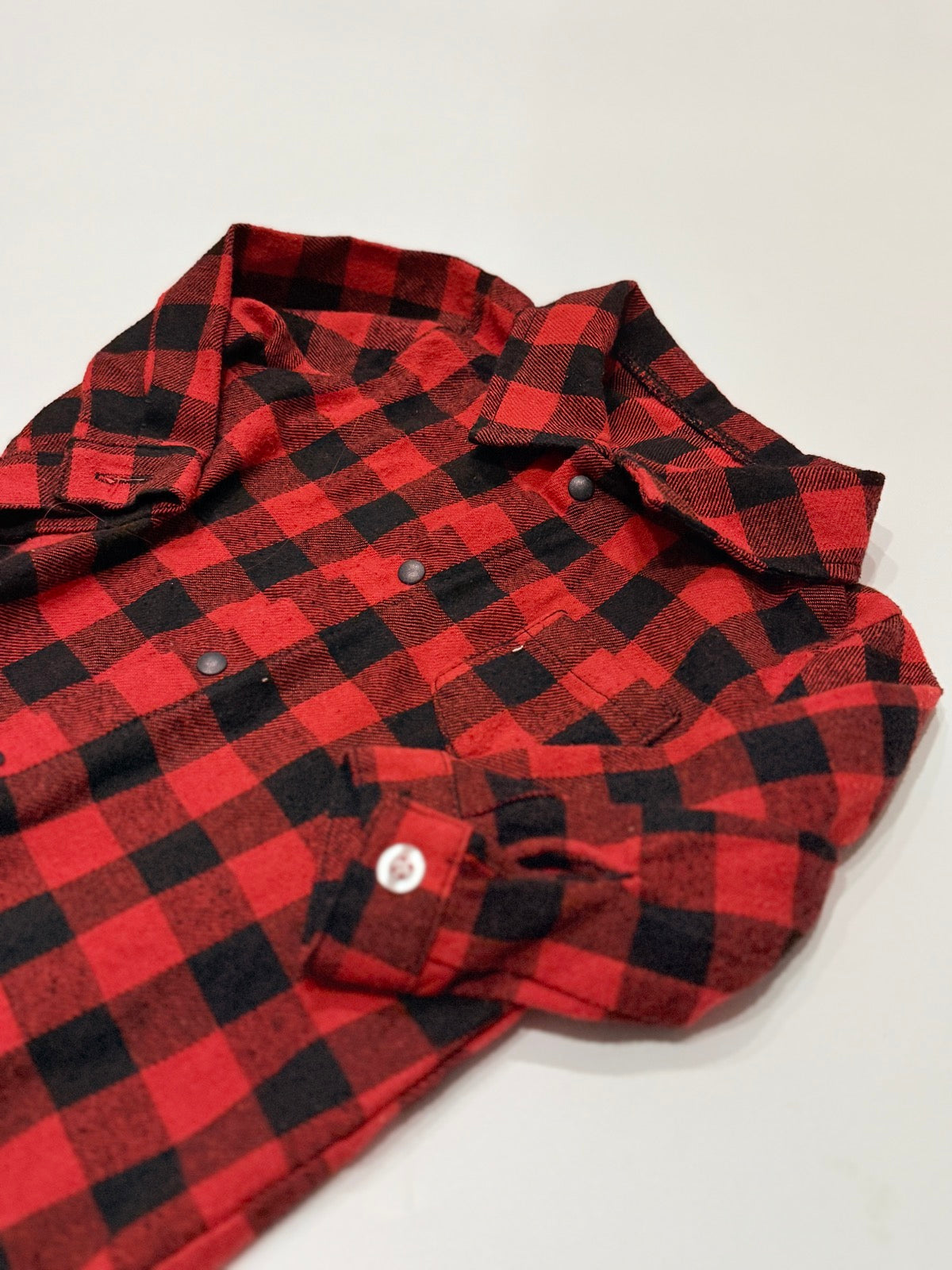Buffalo Plaid Flannel Snap Romper Infant 3-6m