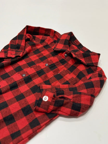 Buffalo Plaid Flannel Snap Romper Infant 3-6m