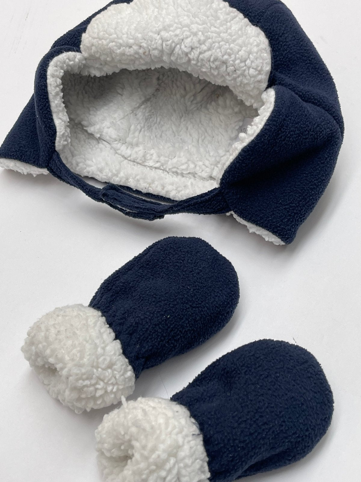 The Children's Place Navy Fleece Hat & Mittens Set 6-12M