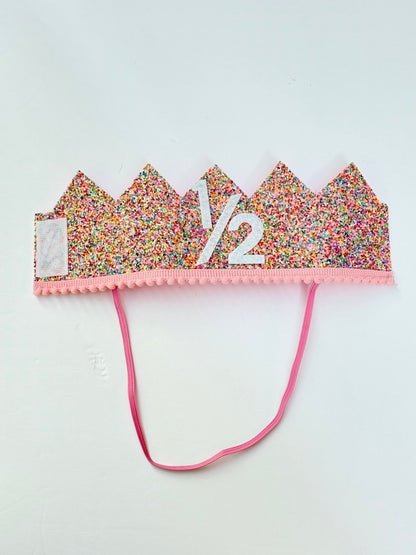 Glitter Half Birthday Crown Baby Girl