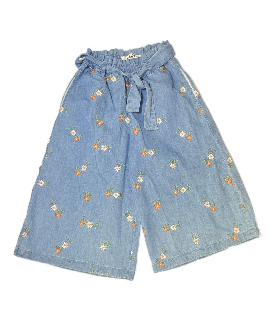 Mini Boden Floral Embroidered Wide Leg Pants 5Y