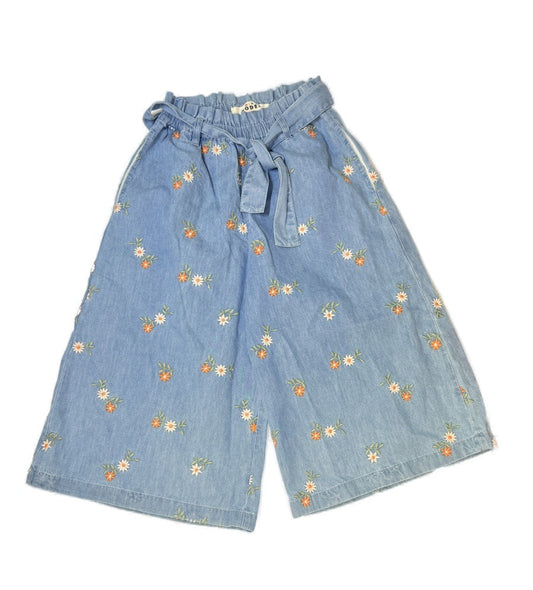 Mini Boden Floral Embroidered Wide Leg Pants 5Y