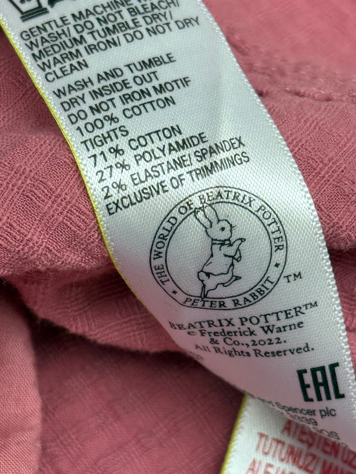 M&S Peter Rabbit Pink Dress 12-18M