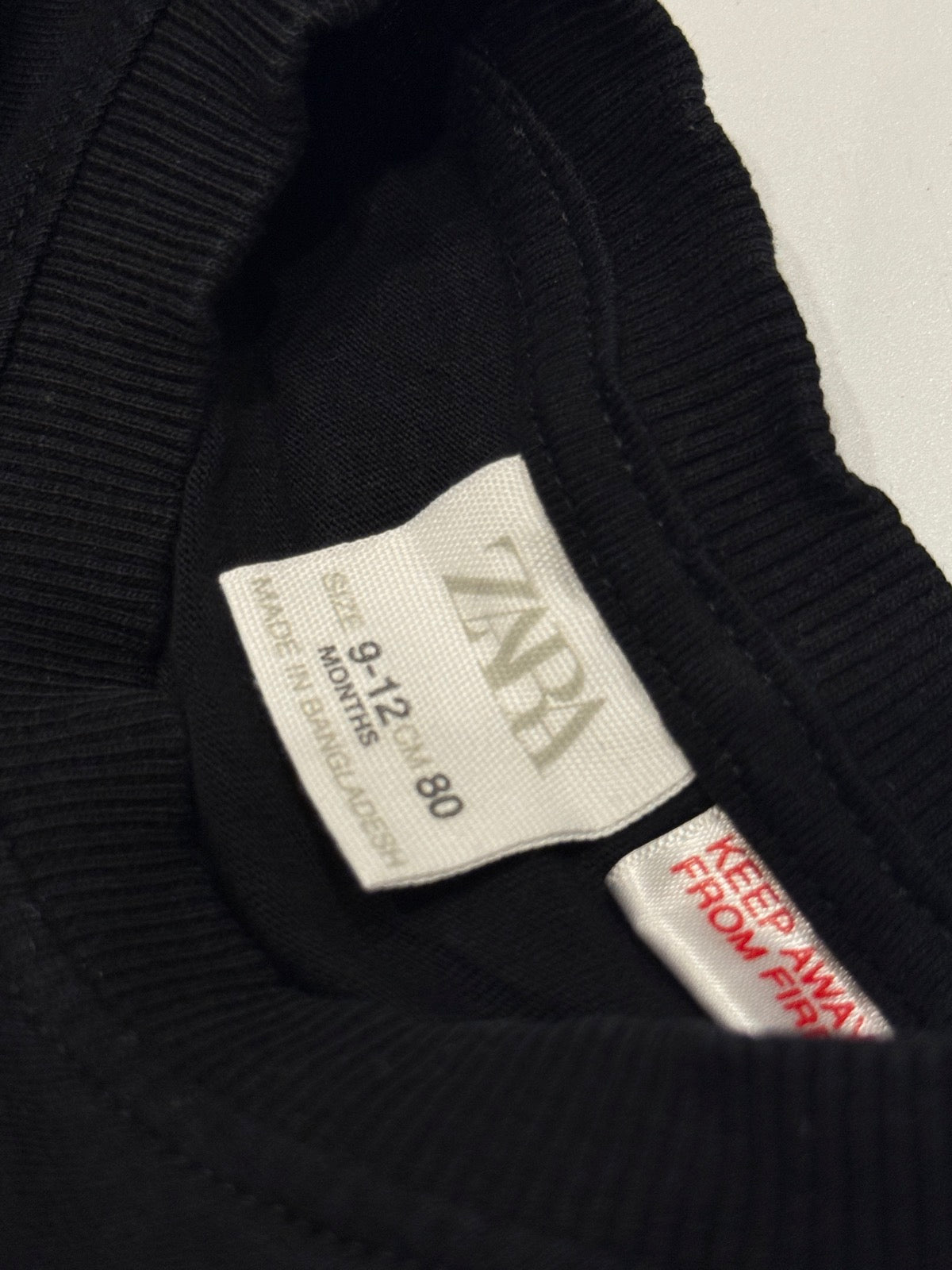 Zara Black Long Sleeve T-Shirt 9-12m